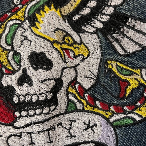 NEW Ed Hardy NYC Skull Snake Eagle Tattoo Slim Fit Distressed Jeans - Picture 6 of 13